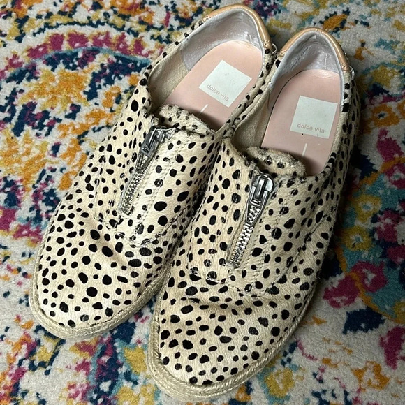 👣Dolce Vita Women’s 9 platform hide on leather and linen sneaker - Picture 1 of 6